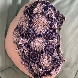 Purple and White Printed Elastic Waist Shorts